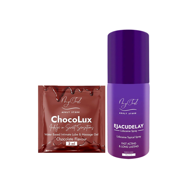 Men Delay Spray 20 GM & Chocolux Chocolate Flavour Lubricant 10 Sachets (3ML x 10)