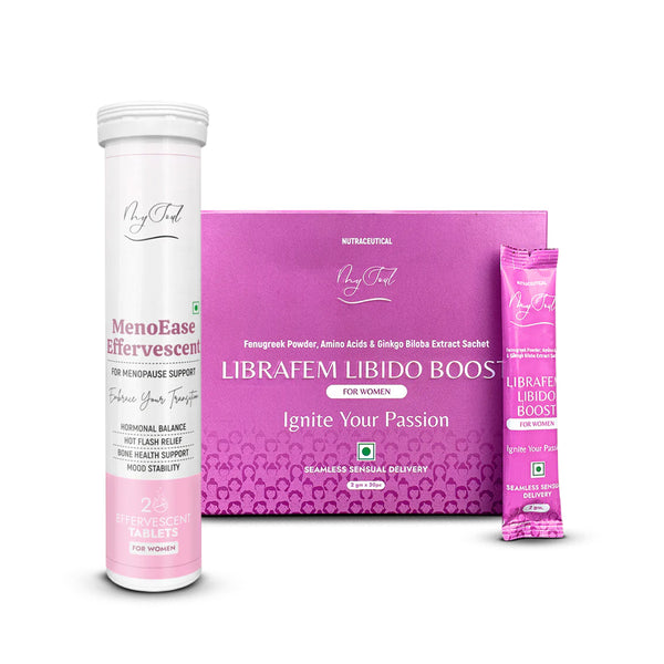 Complete Solution for Menopause | Menoease Effervescent Tablets & Librafem Women's Libido Booster (Combo Pack Of 1 Each)